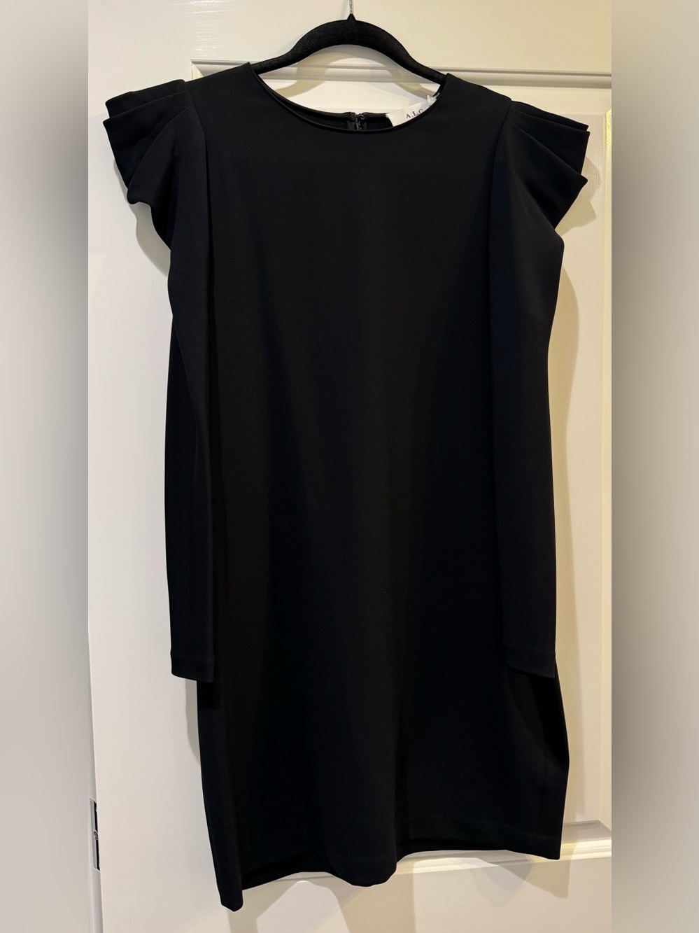 A.L.C. Black Shift Dress with Flutter Cap Sleeves